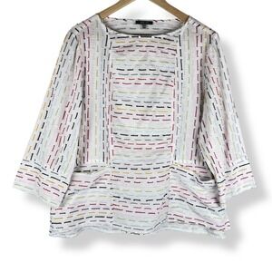 Habitat Tunic Top Womens Size Medium Embroidered Colorful Cotton Oversized Artsy